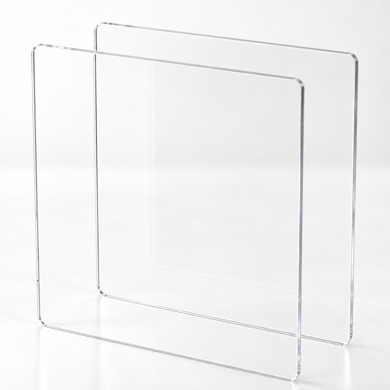 Miniature Deux plaques de Plexiglass transparent 3 mm en PMMA coulé sur fond clair