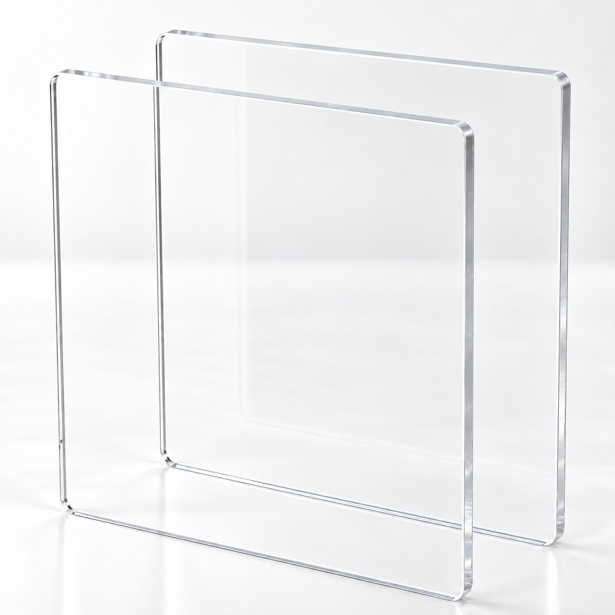 Miniature Deux plaques de Plexiglass transparent 4 mm en PMMA coulé sur fond clair