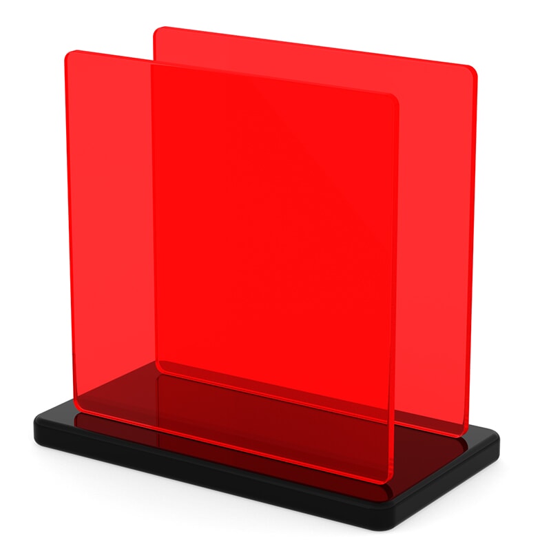 Miniature Plaque Plexiglass Rouge Fluo ep 3 mm ref : Setacryl 1134 - Altuglas 127-32000