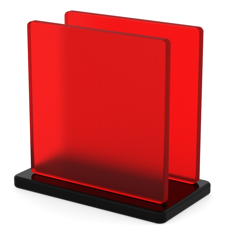 Miniature Plaque Plexiglass Rouge Mat ep 6 mm ref : Satinglas 51233 - Satinice 3C01 - Satinice 3C04