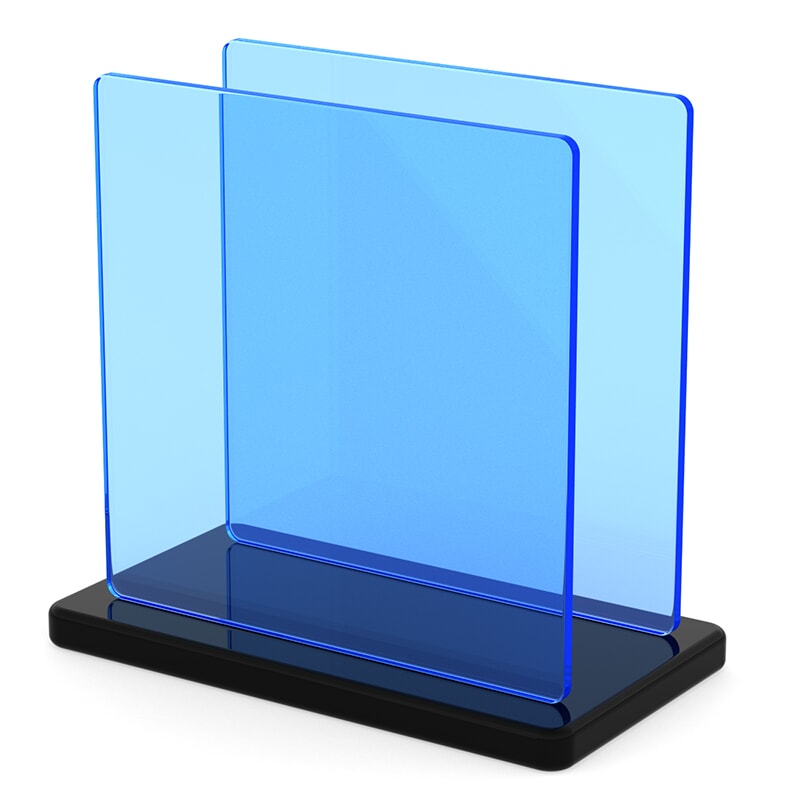 Miniature Plaque Plexiglass Bleu Fluo ep 3 mm ref : Setacryl 1161 - Altuglas 127-33006 - Plexiglas 5C50