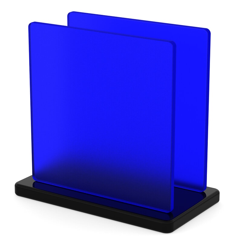 Miniature Plaque Plexiglass Bleu Mat ep 4 mm ref : Satinglas 51362 - Perspex 7T28 - Satinice 5C01
