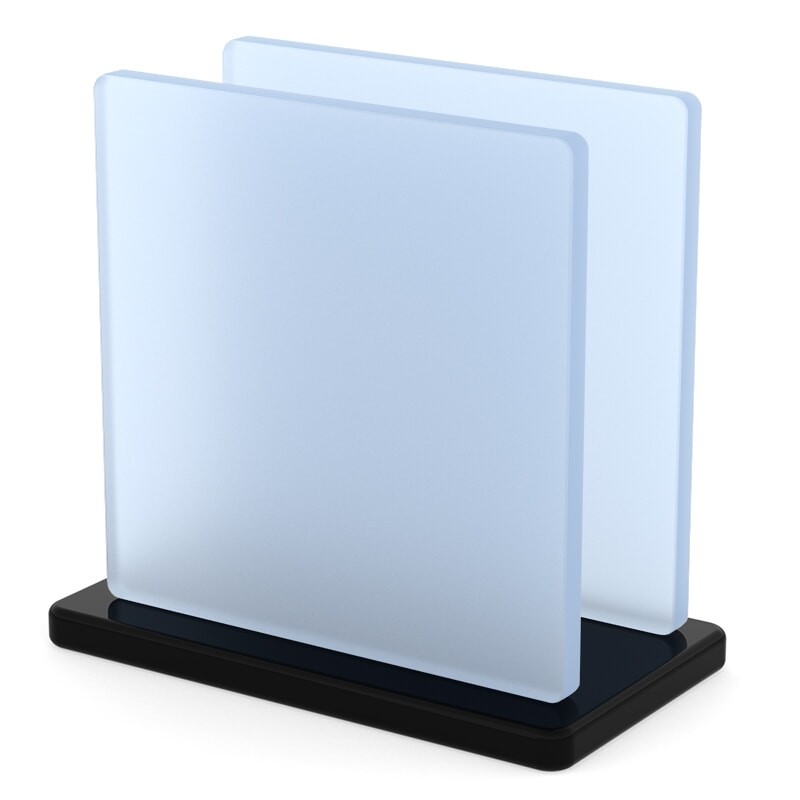 Miniature Plaque Plexiglass Bleu Clair Mat ep 6 mm ref : Satinglas 51361 - Perspex 7T69 - Satinice 5H03