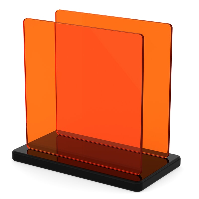 Miniature Plaque Plexiglass Teinté Orange ep 3 mm ref : Setacryl 1013 - Plexiglas 2C04 - Perspex 300