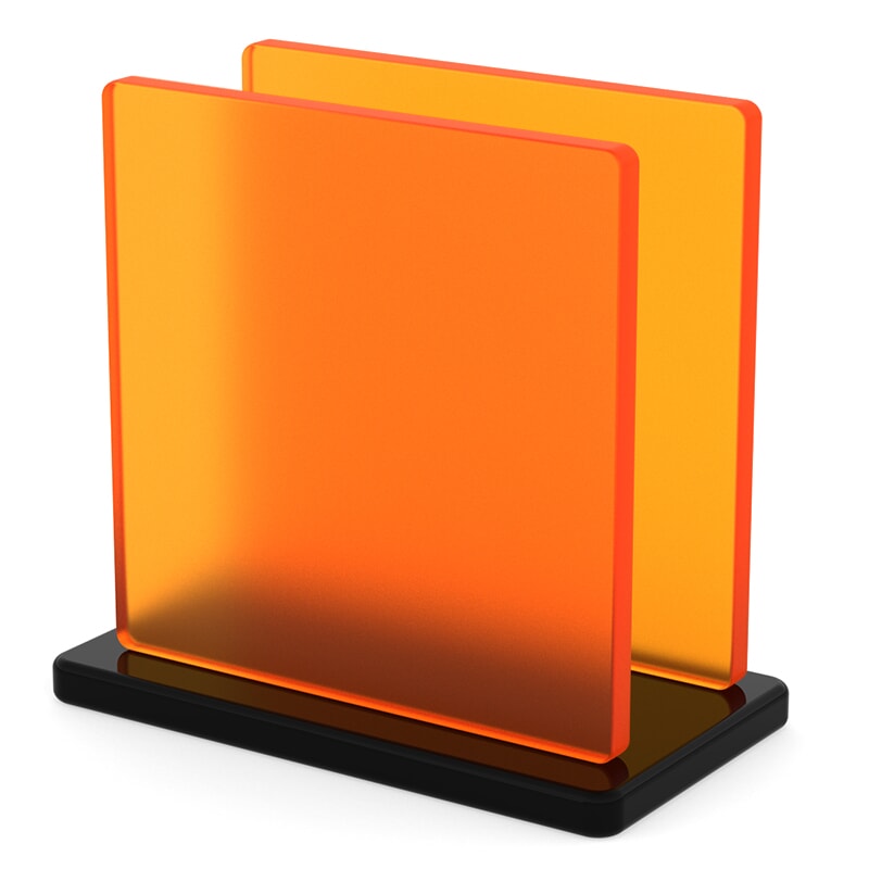 Miniature Plaque Plexiglass Orange mat ep 6 mm ref : Satinglas 51310 - Satinice 2C02 - Perspex 2T53