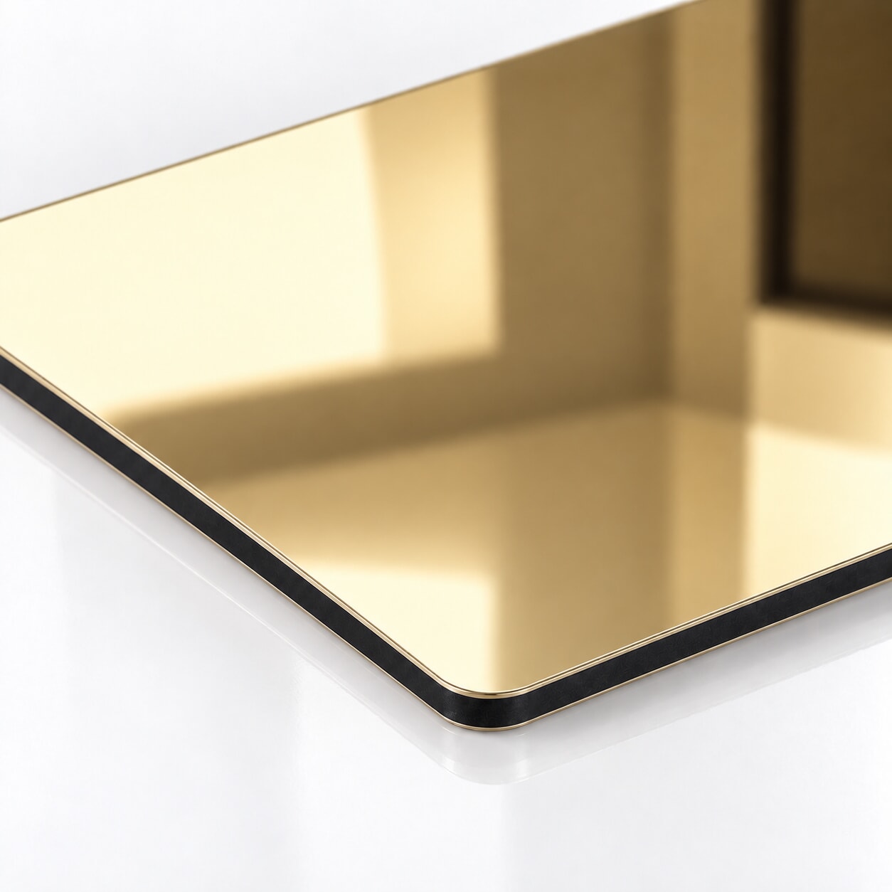 Miniature Panneau Dibond Miroir Or avec usinage sur mesure