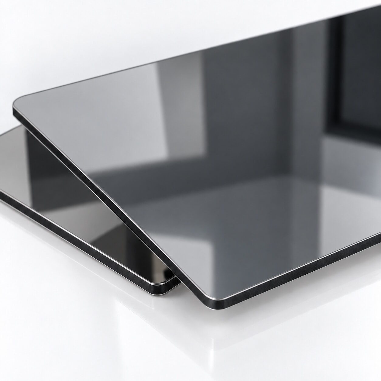 Miniature Panneau miroir en Dibond anthracite découpé sur mesure