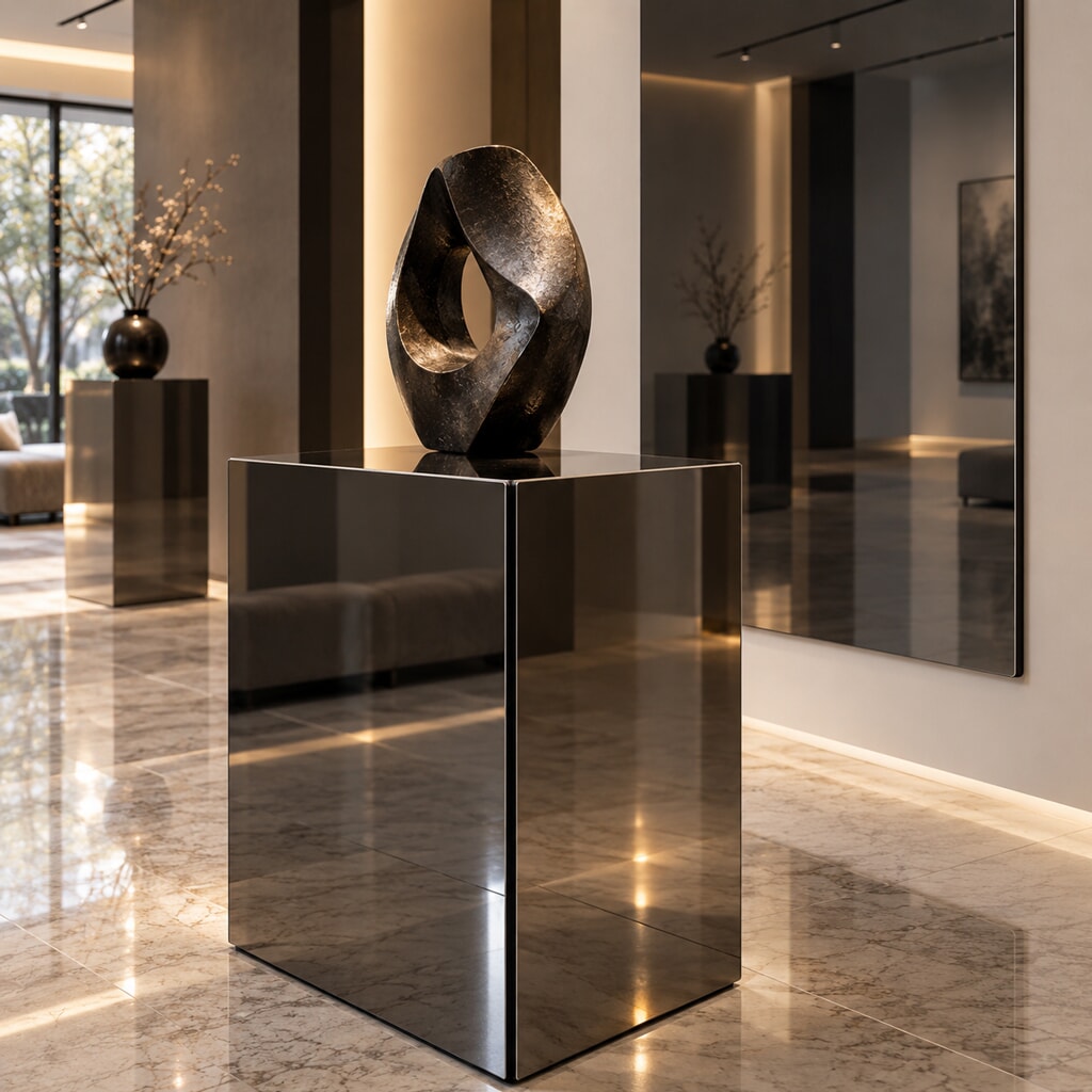 Miniature Panneau Dibond Miroir anthracite pour habillage de mobilier de magasin art