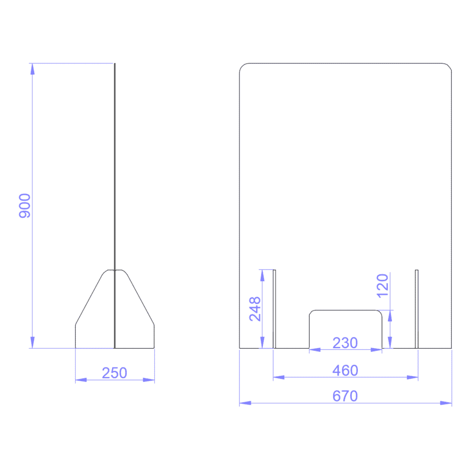 Miniature Protection Plexiglass Hygiaphone 67x90 cm ref : plan