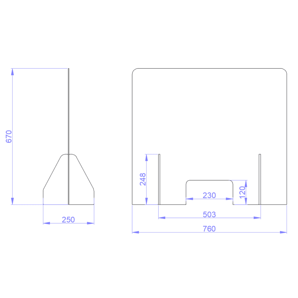 Miniature Protection Plexiglass Hygiaphone 76x67 cm ref : plan