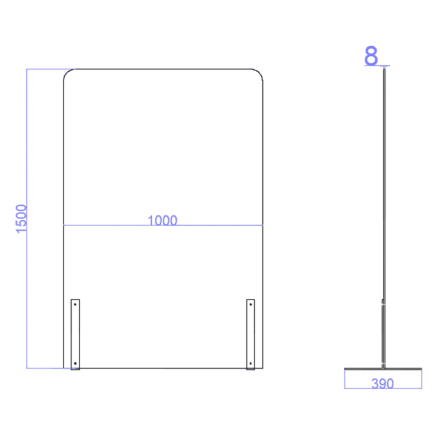 Miniature Séparateur Plexiglass Cloison 150x100 cm ref : plan